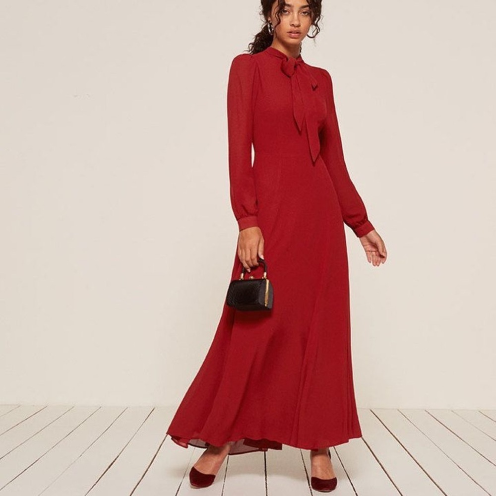 Reformation Scarlet Long-Sleeve Dress
